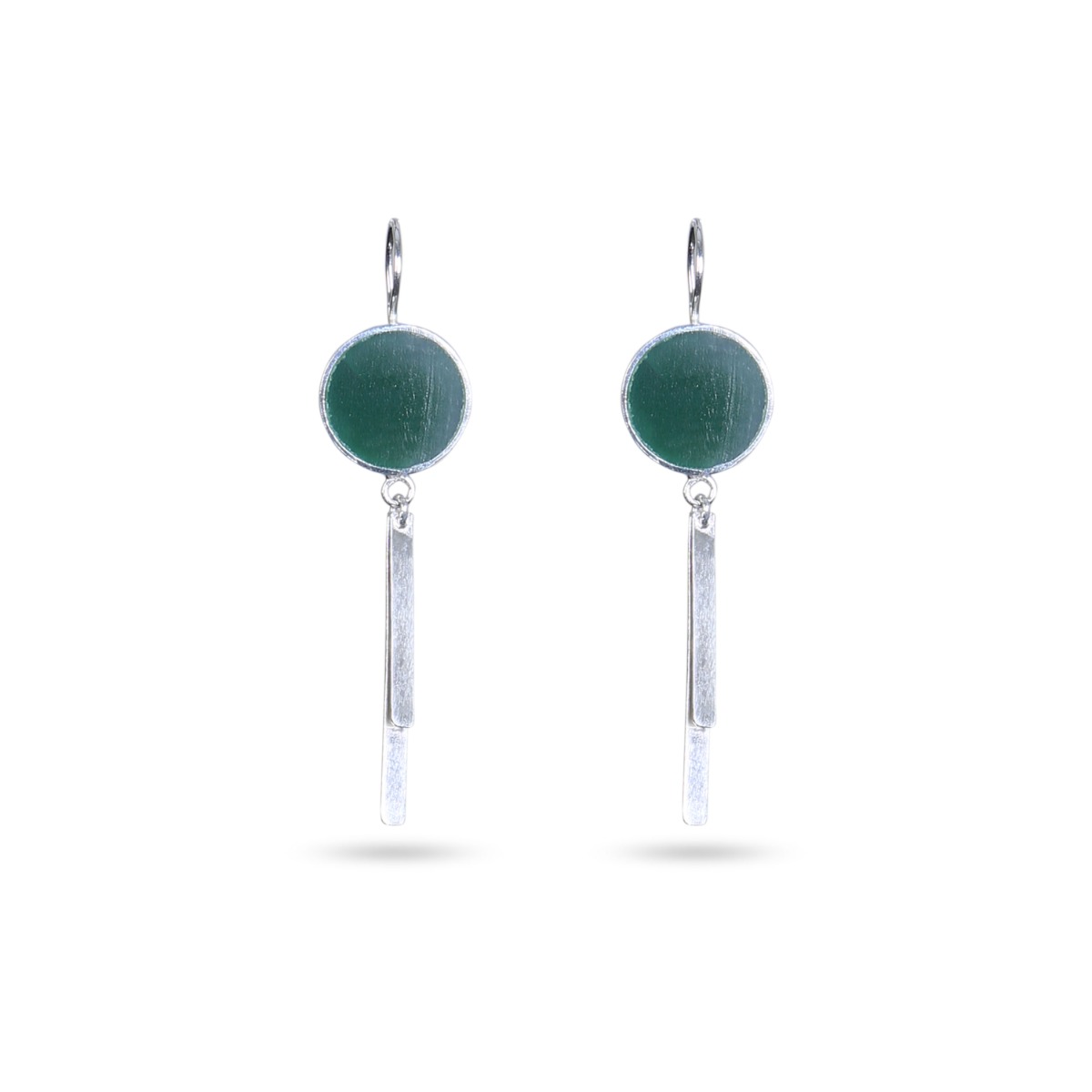 Green Agate Gemstone Earrings | Silver Dangle Drop Earrings
