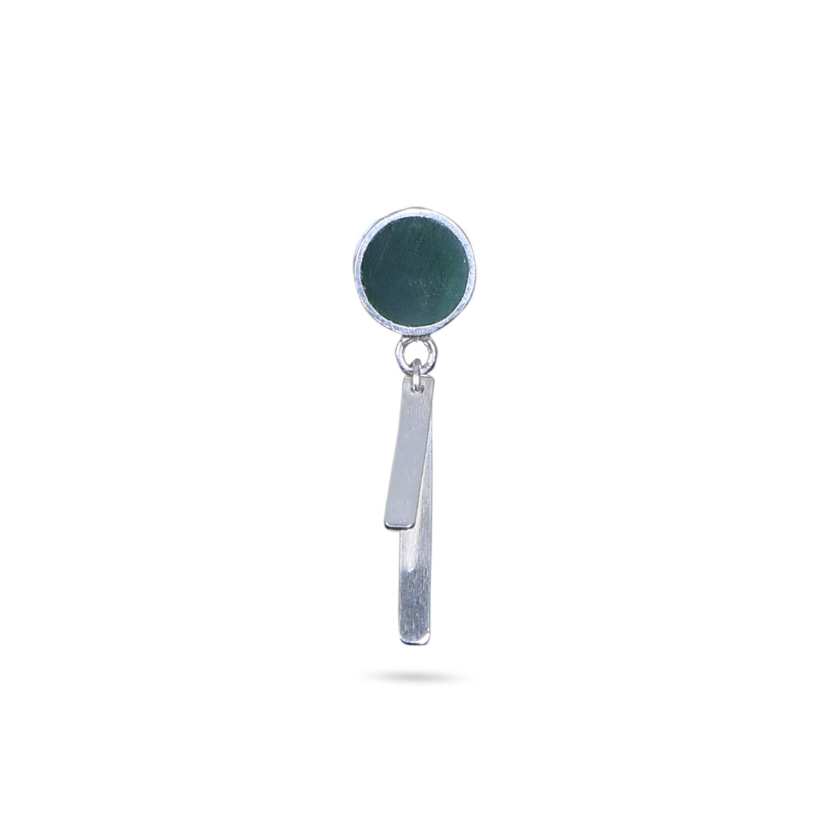 Green Agate Stone Tops | Silver Drop Stud Earrings