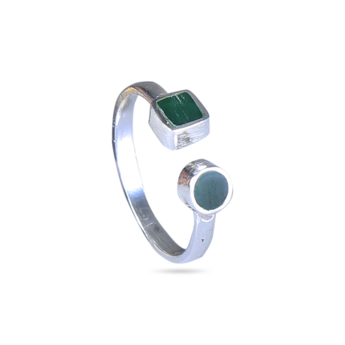 Green Agate Two-Stone Ring | Sterling Silver Ring