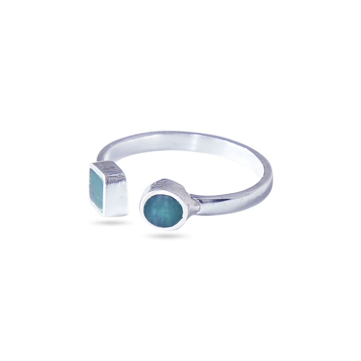 Green Agate Two-Stone Ring | Sterling Silver Ring