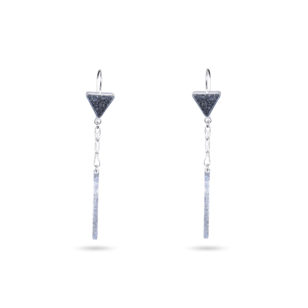 Black Tourmaline Jewelry Set | Silver Triangle Pendant, Earrings, Ring & Bracelet