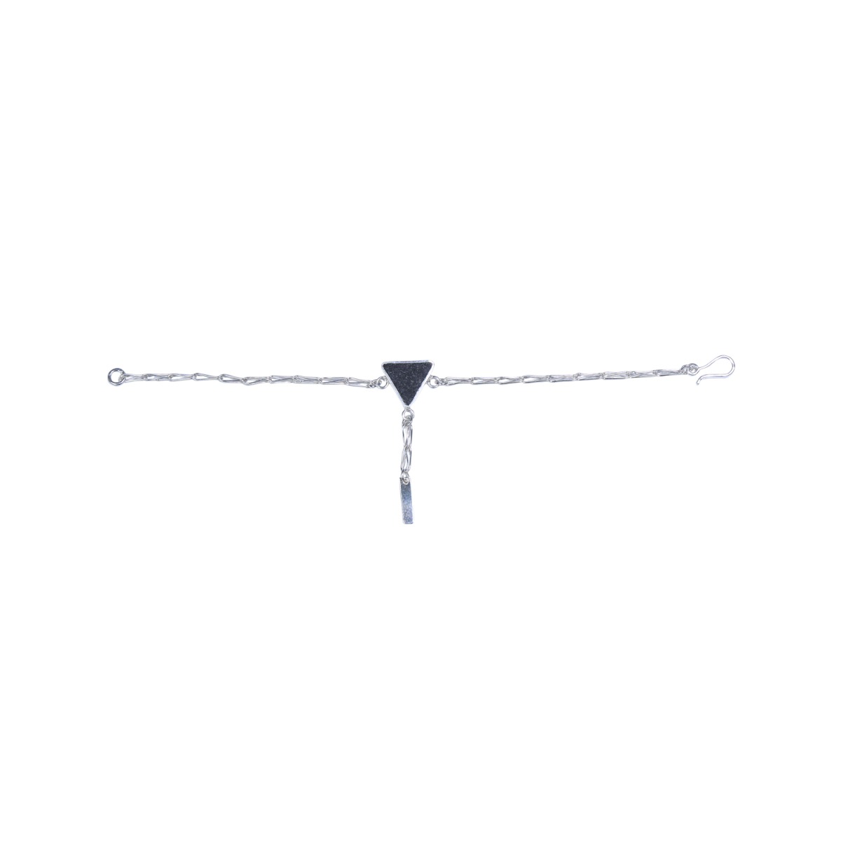 Black Tourmaline Jewelry Set | Silver Triangle Pendant, Earrings, Ring & Bracelet