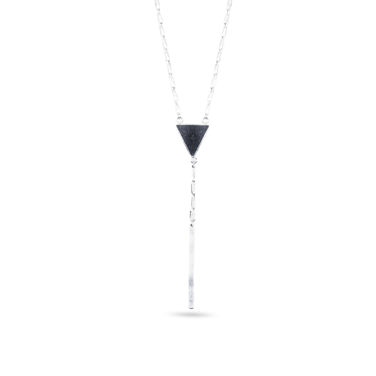 Black Tourmaline Necklace | Silver Triangle Locket