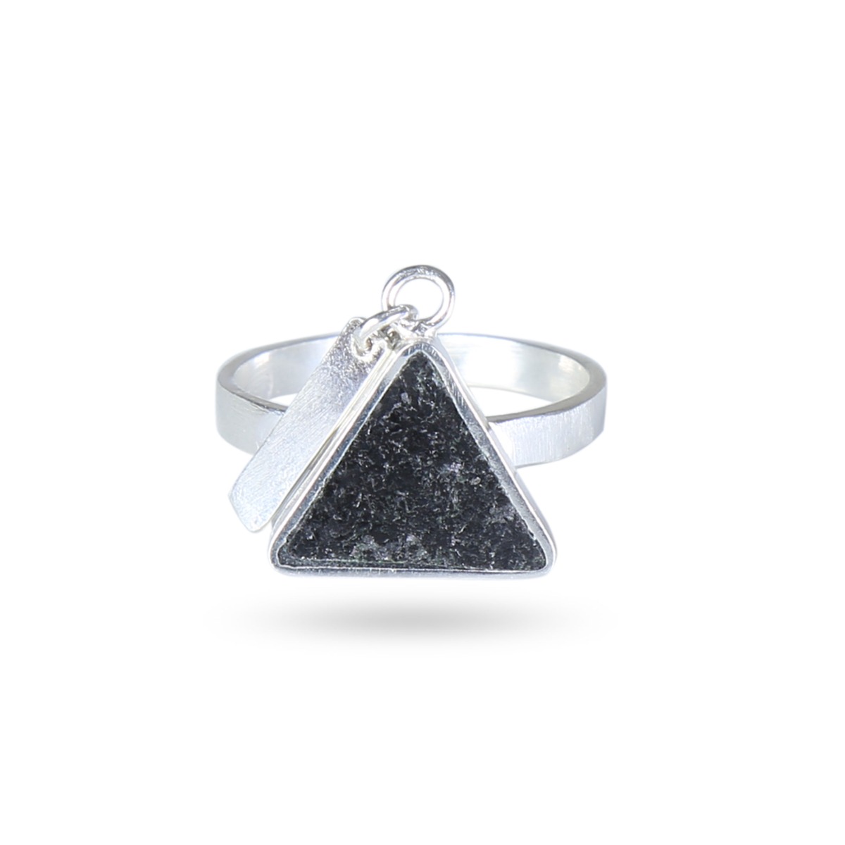 Black Tourmaline Ring | Silver Triangle Ring 
