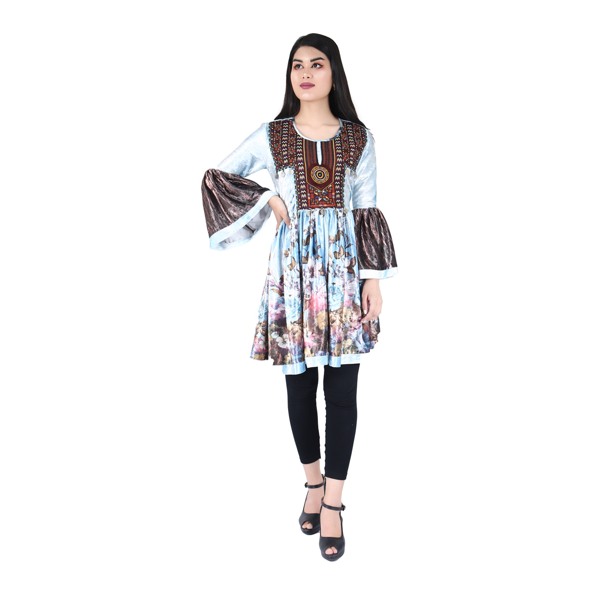 Afghan baby Blue Short Dress