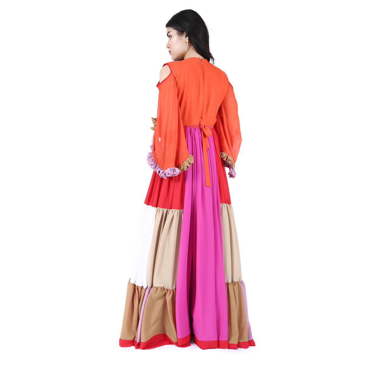 Party Mirror Embroidery Long Dress