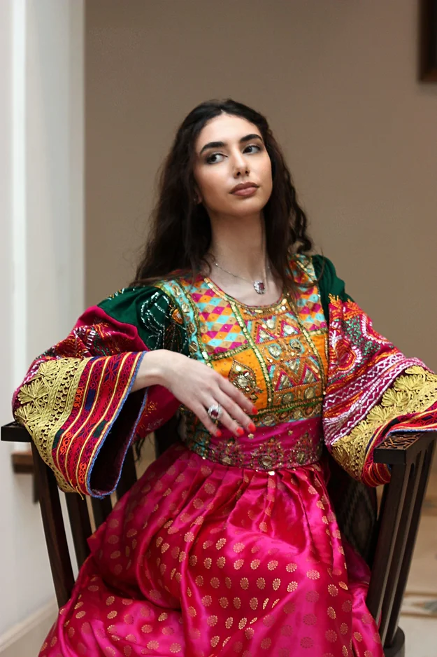 Pink Vintage Gand Sleeves, Banarasi Dress
