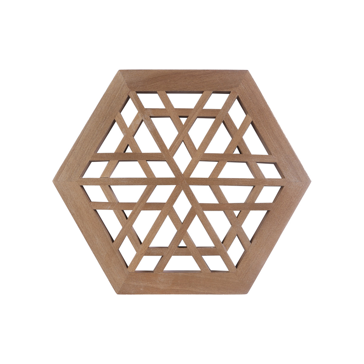 Wooden Jali Panel | Hexagonal Cut Design Handmade