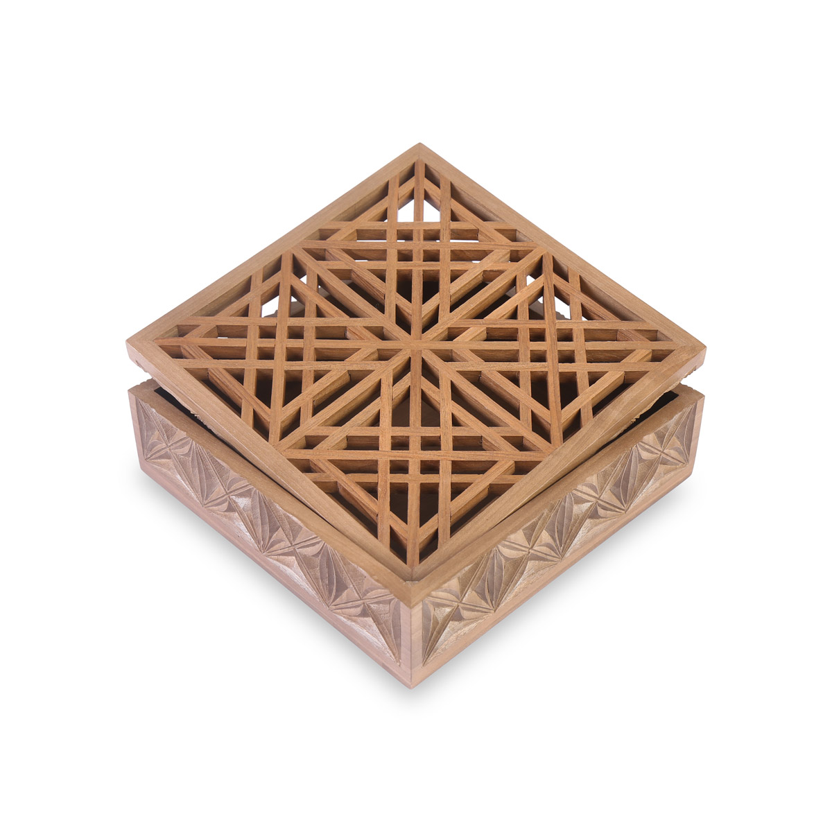 Walnut Jewelry Box | Square Nuristani Gift Box 
