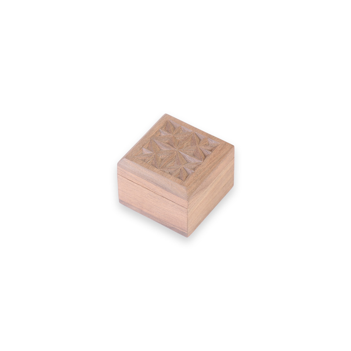 Mini Walnut Ring Box | Square Nuristani Jewel Box