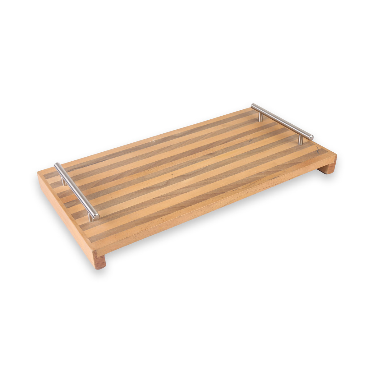 Walnut Modern Tray | Wooden Tray with Steel Handle