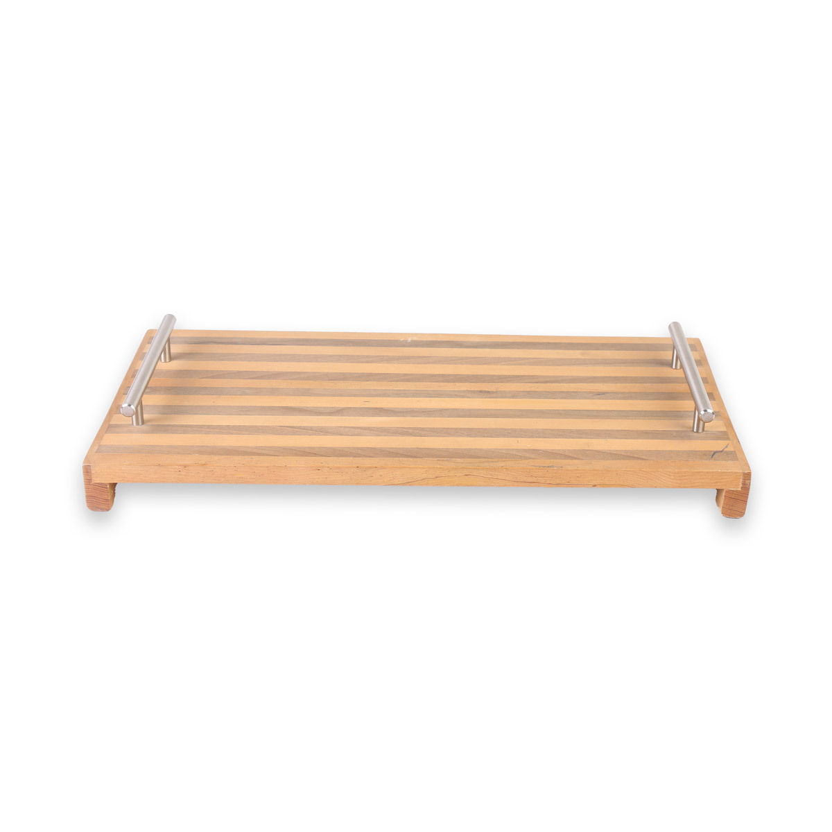 Walnut Modern Tray | Wooden Tray with Steel Handle