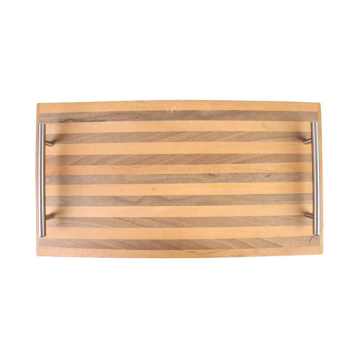 Walnut Modern Tray | Wooden Tray with Steel Handle