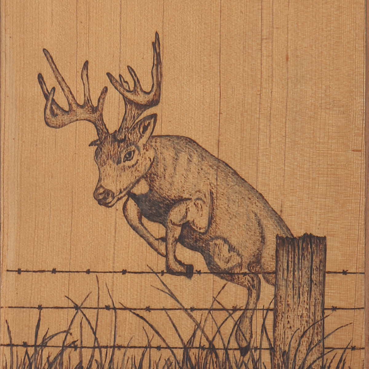 Deer Artwork on Walnut | Wall Hanging Artwork