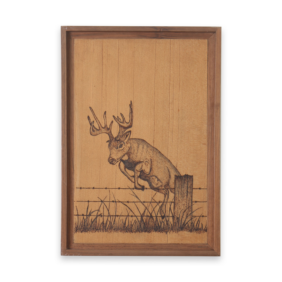 Deer Artwork on Walnut | Wall Hanging Artwork