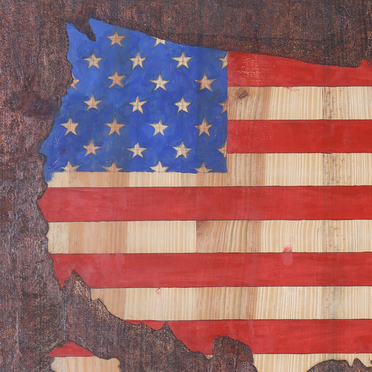 US Flag Painting on Thorn Wood | Wall Hanging Artwork