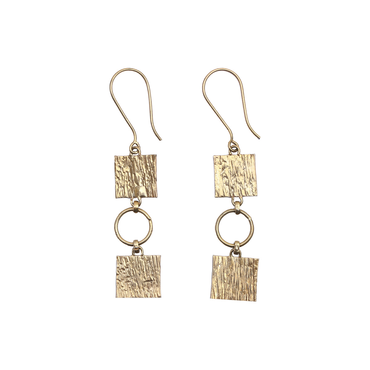 Bronze Dangle Earrings | Square Hook Earrings