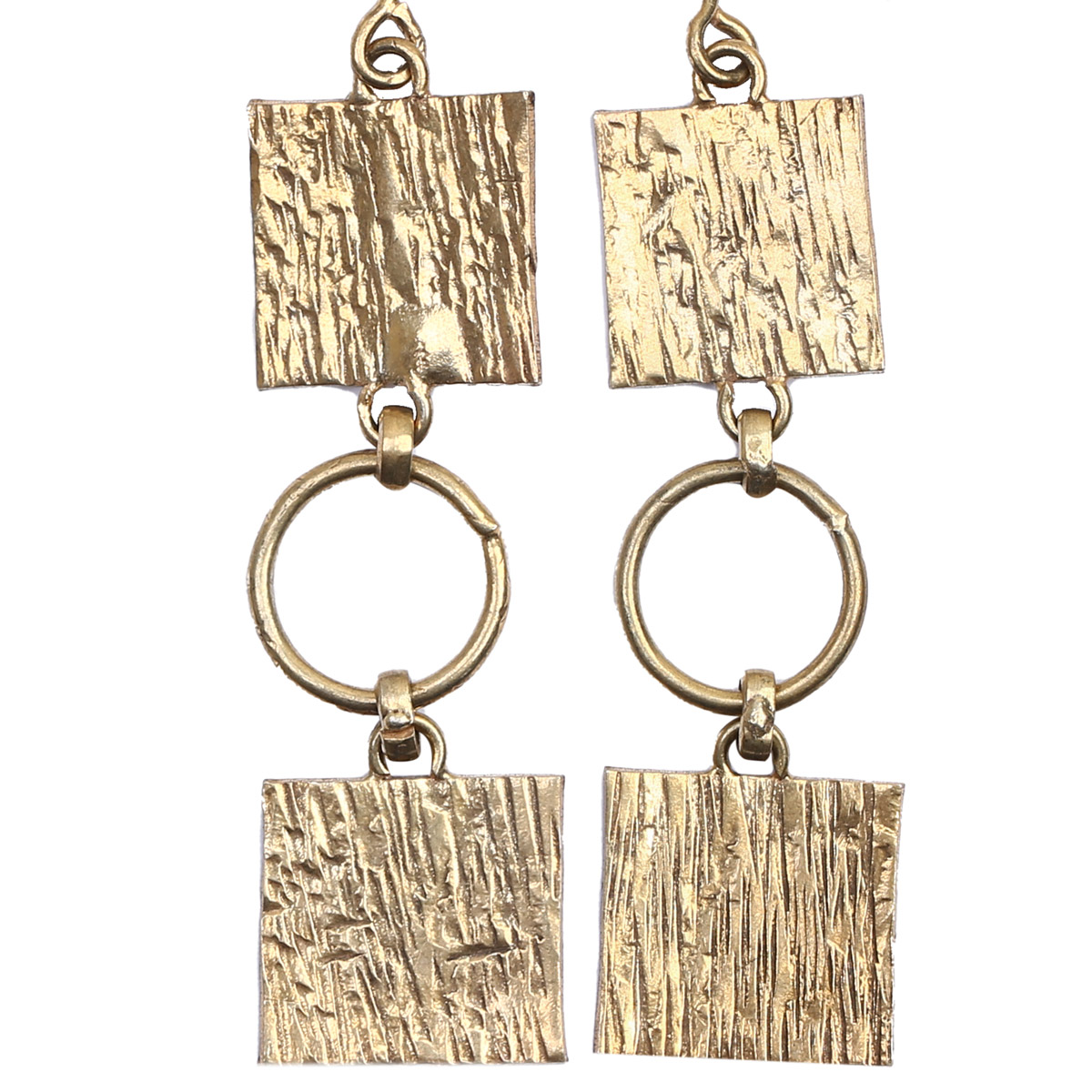 Bronze Dangle Earrings | Square Hook Earrings