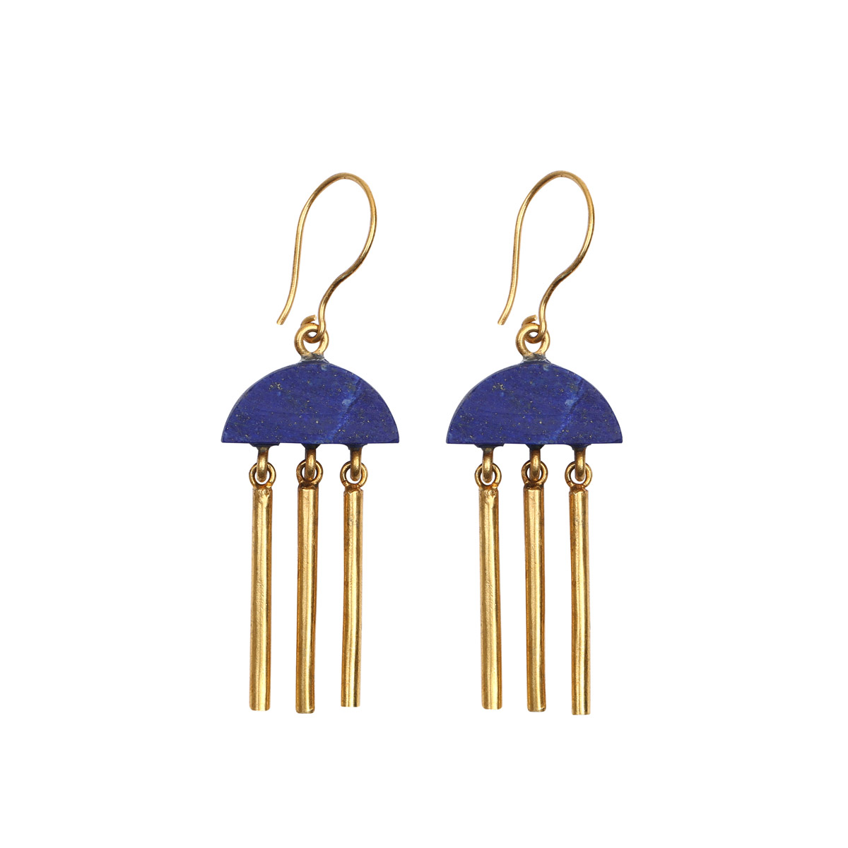Lapis Lazuli Dangle Earrings | Bronze Hook Earrings