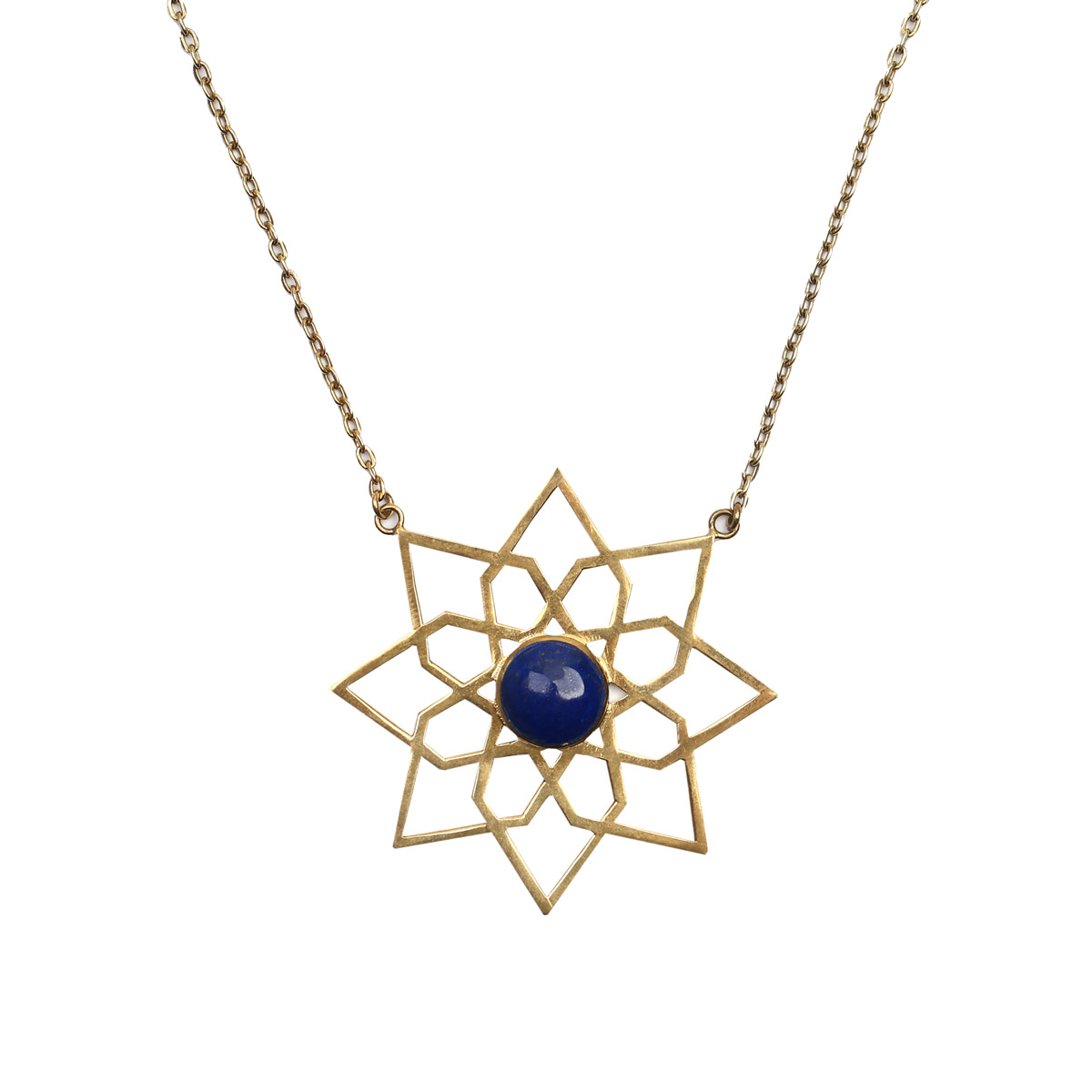 Lapis Lazuli Floral Pendant | Bronze Drop Locket 