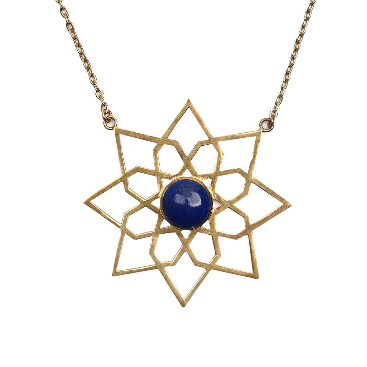 Lapis Lazuli Floral Pendant | Bronze Drop Locket 