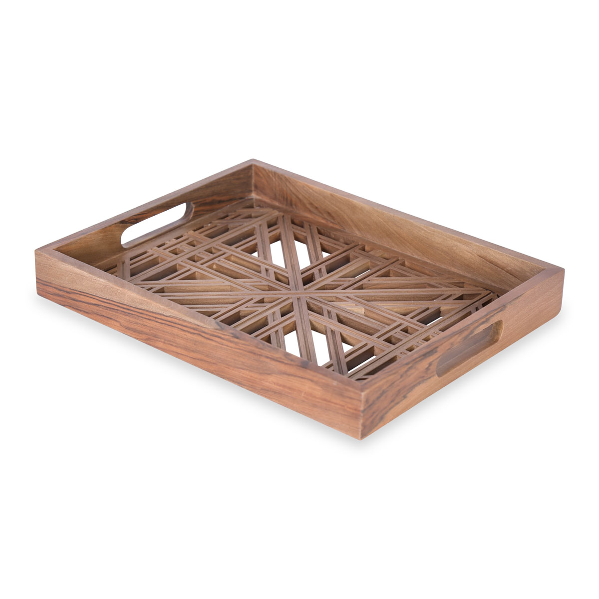 Walnut Rectangle Serving Tray | Small Cut Design Tray
