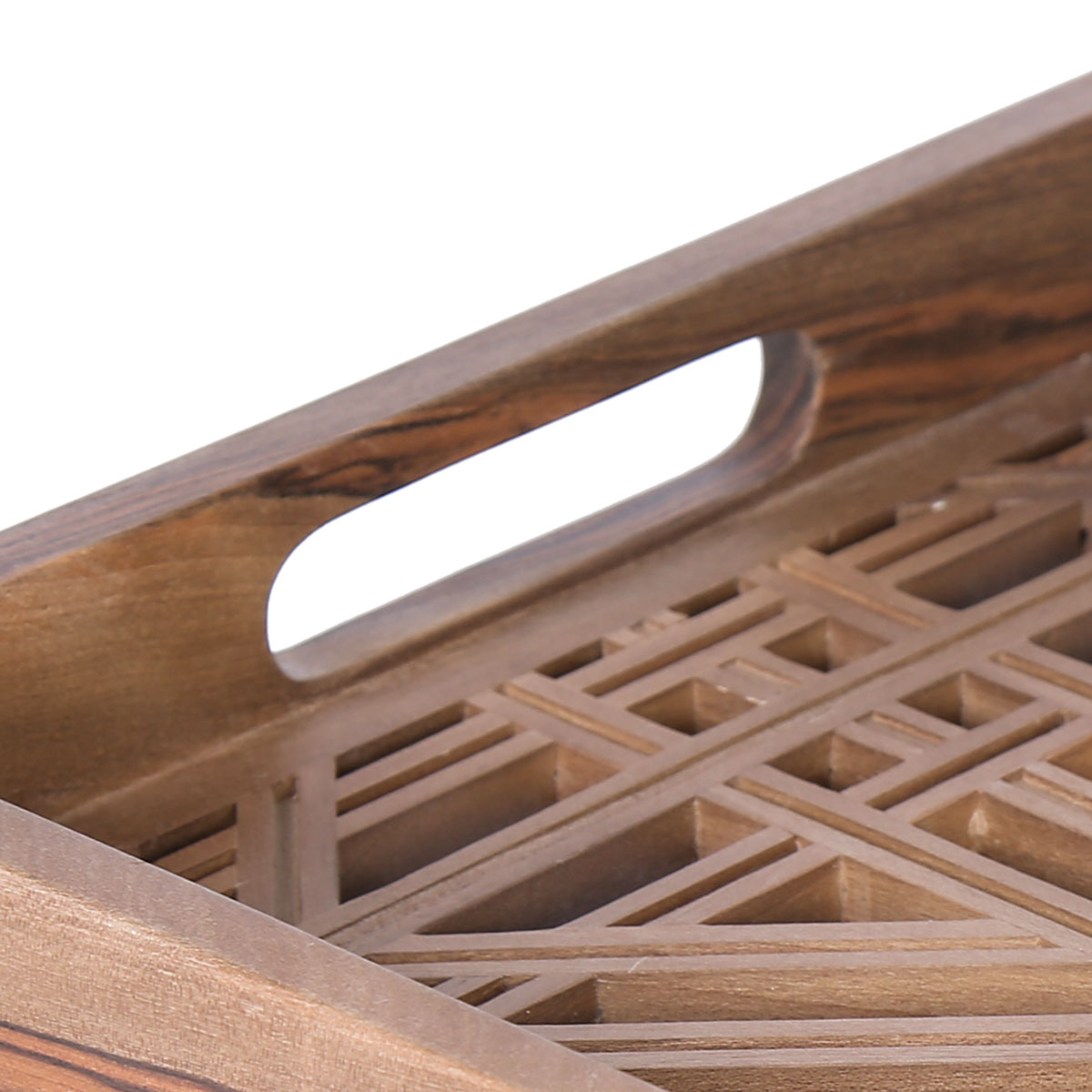 Walnut Rectangle Serving Tray | Small Cut Design Tray