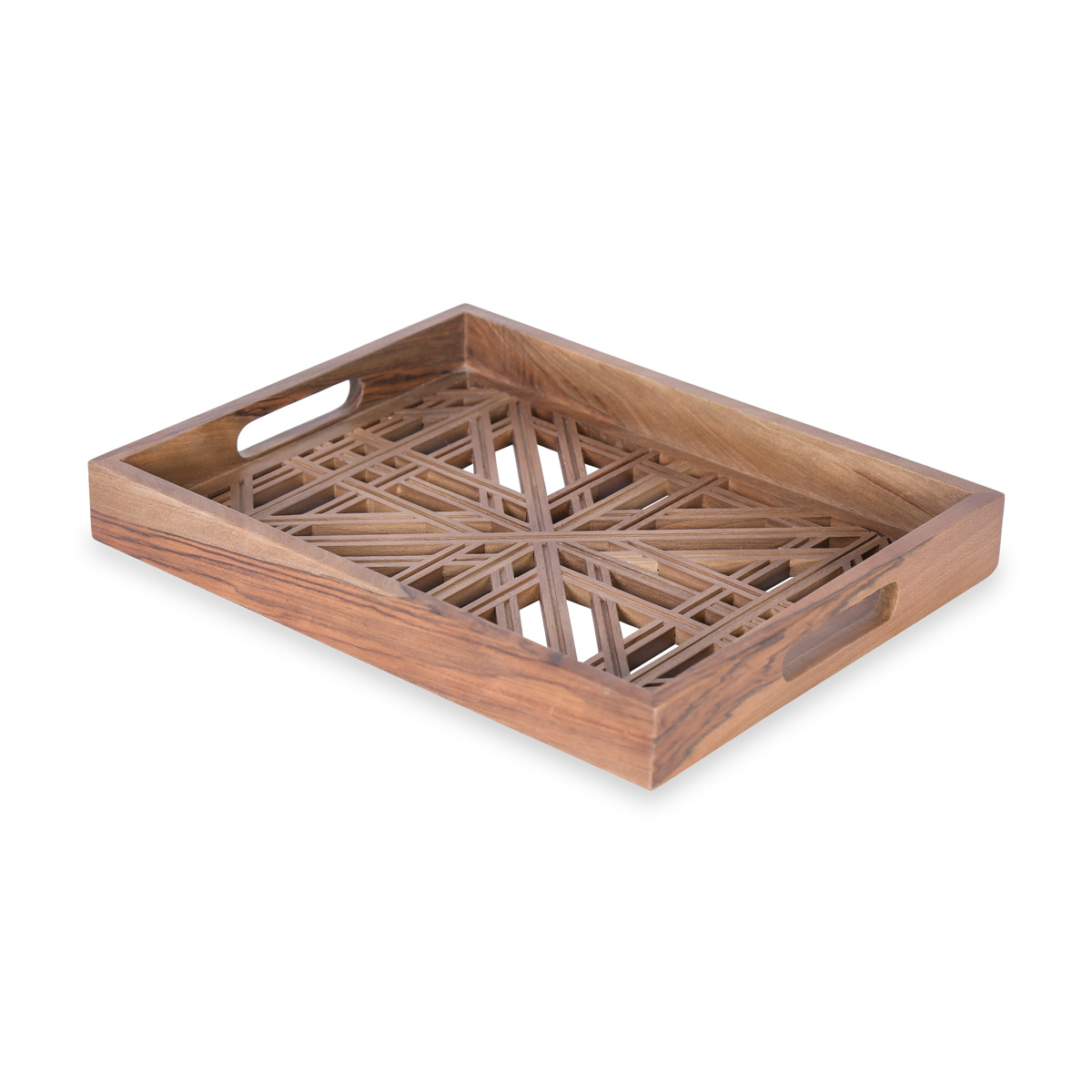 Walnut Rectangle Serving Tray | Wooden Cut Design Tray