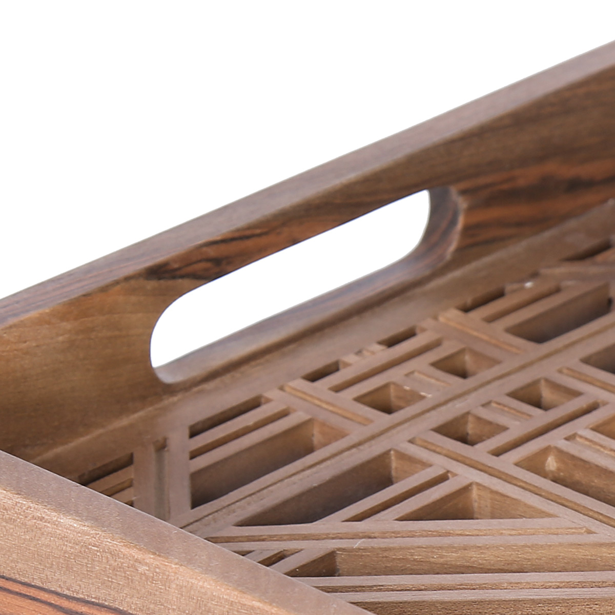 Walnut Rectangle Serving Tray | Wooden Cut Design Tray