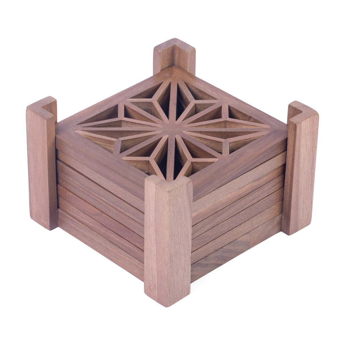 Walnut Handmade Saucer | Wooden Cut Design Saucer Set