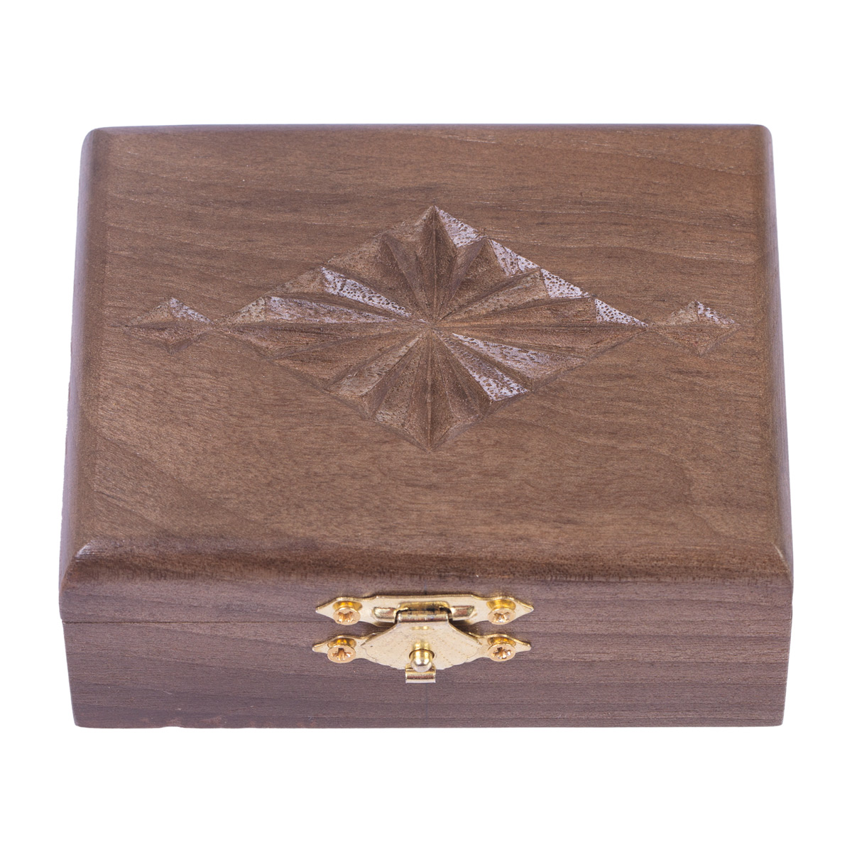 Walnut Carved Ring Box | Antique Two-in-one Ring Box