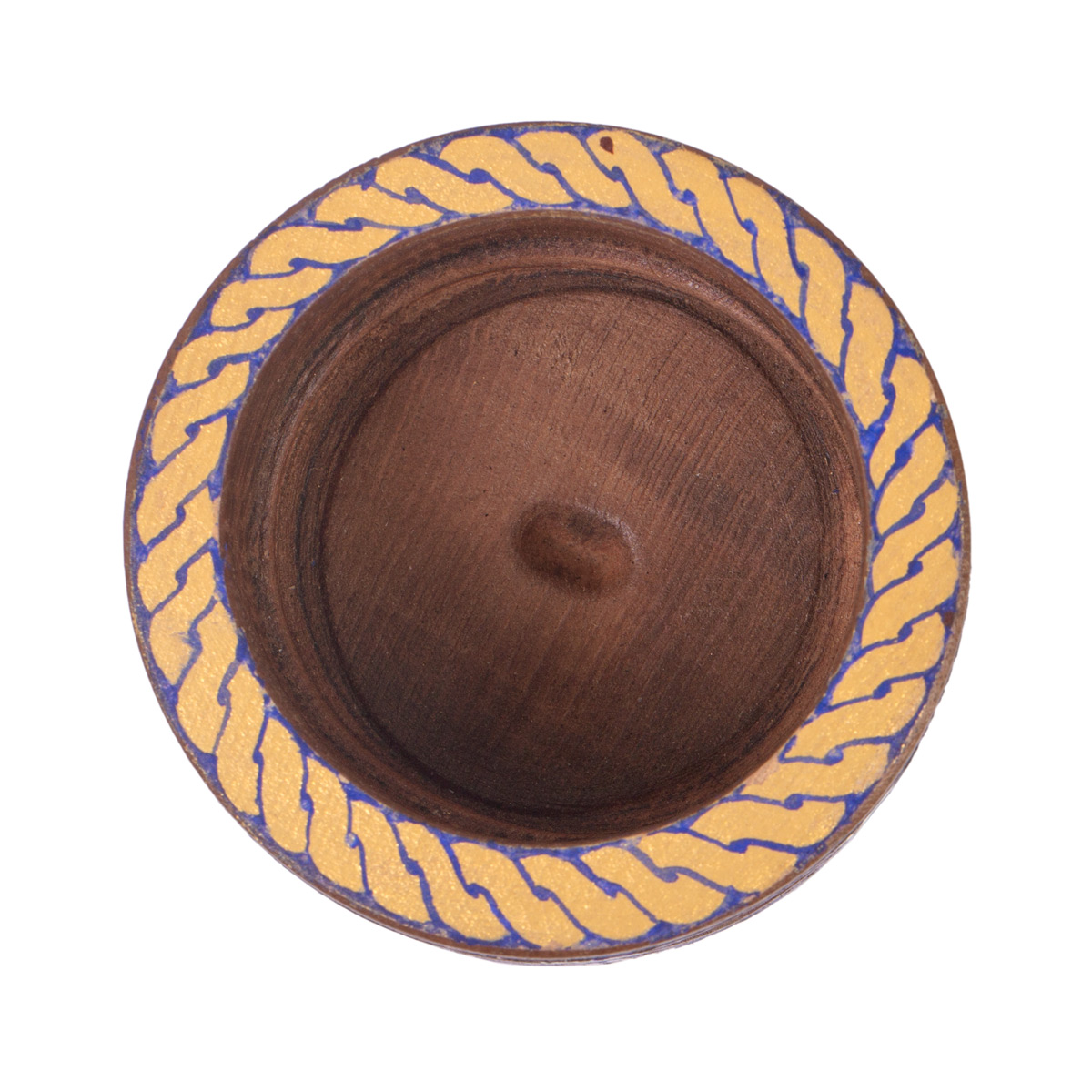 Traditional Carved Walnut Candle Holder | Round Wooden Candle Holder