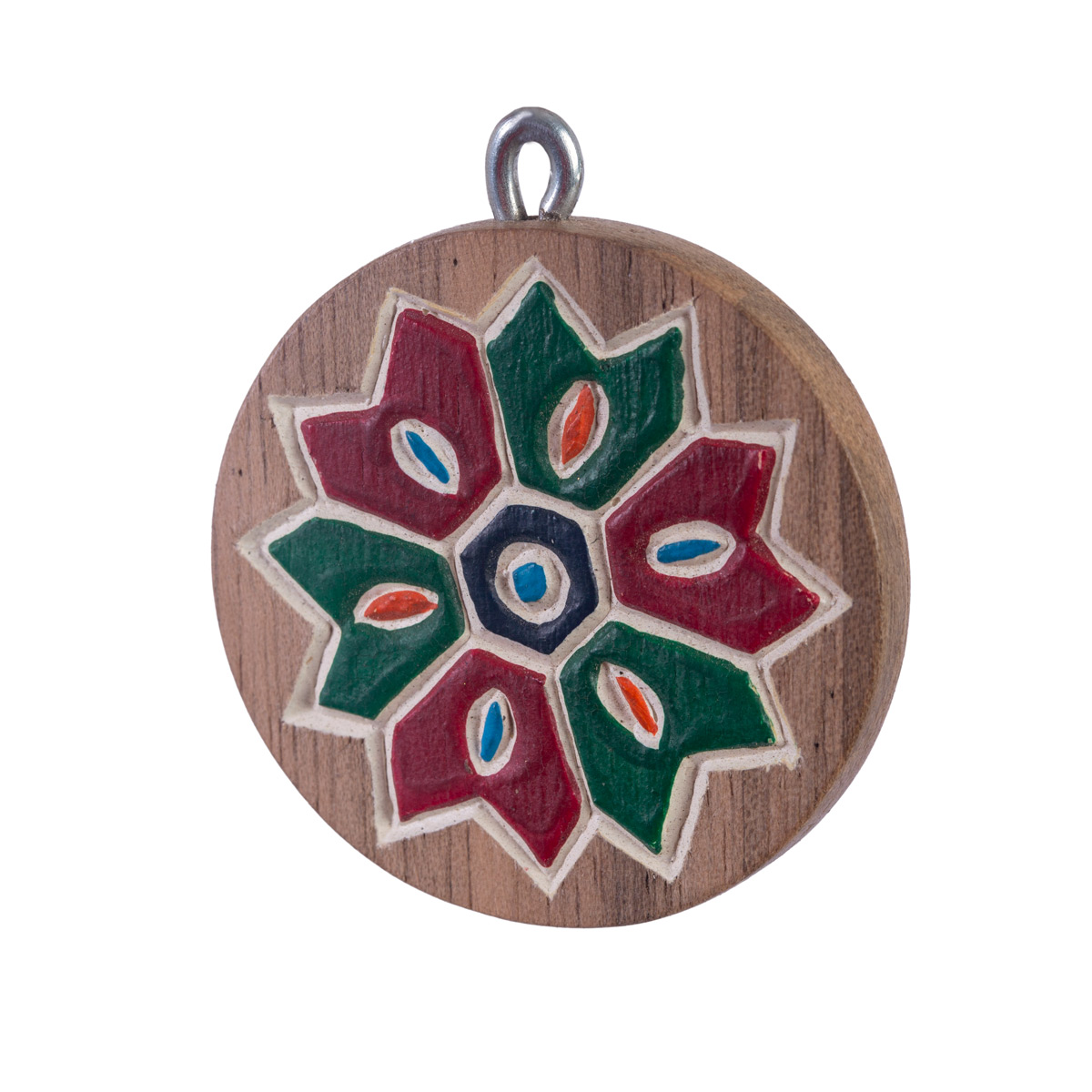 Walnut Floral Carved Keychain | Wooden Antique Keychain 