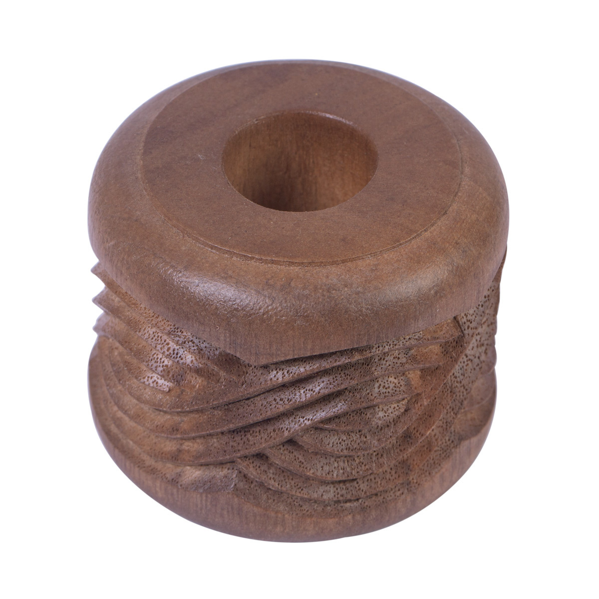 Walnut Round Candleholder | Fine Carved Nuristani Candle Holder