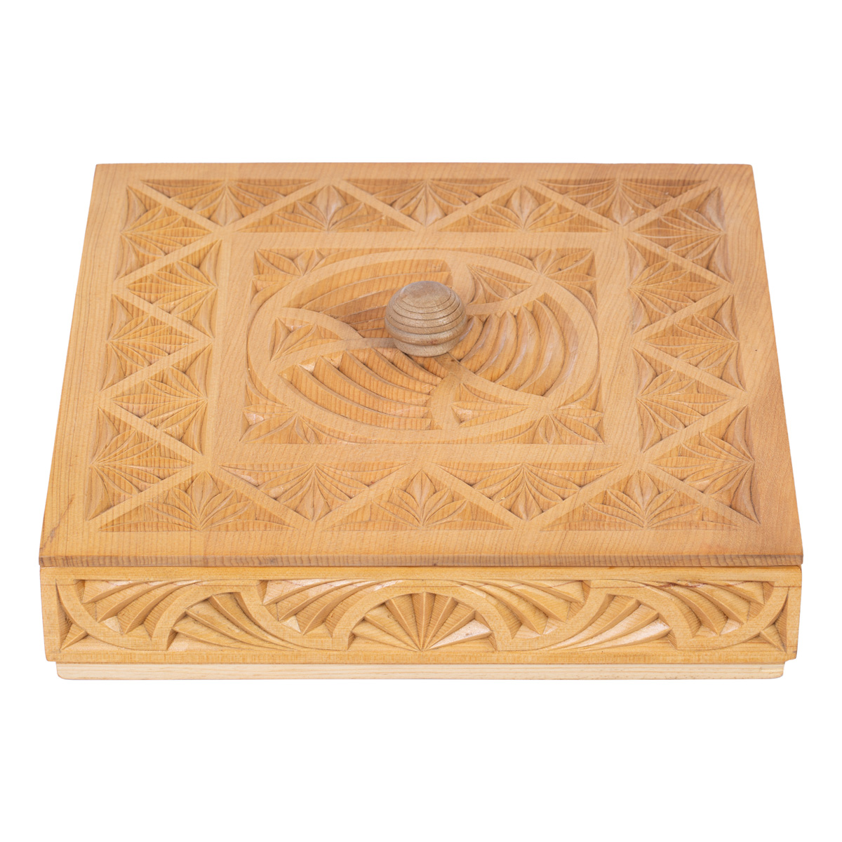 Archa Wood Candy Dish with Lid | Square Carved Candy Plate