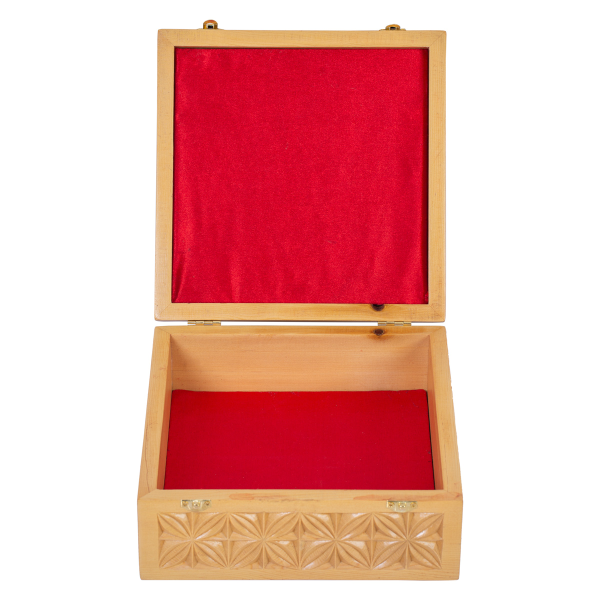 Archa Carved Jewelry Box | Square Jewel Box with Attached Lid