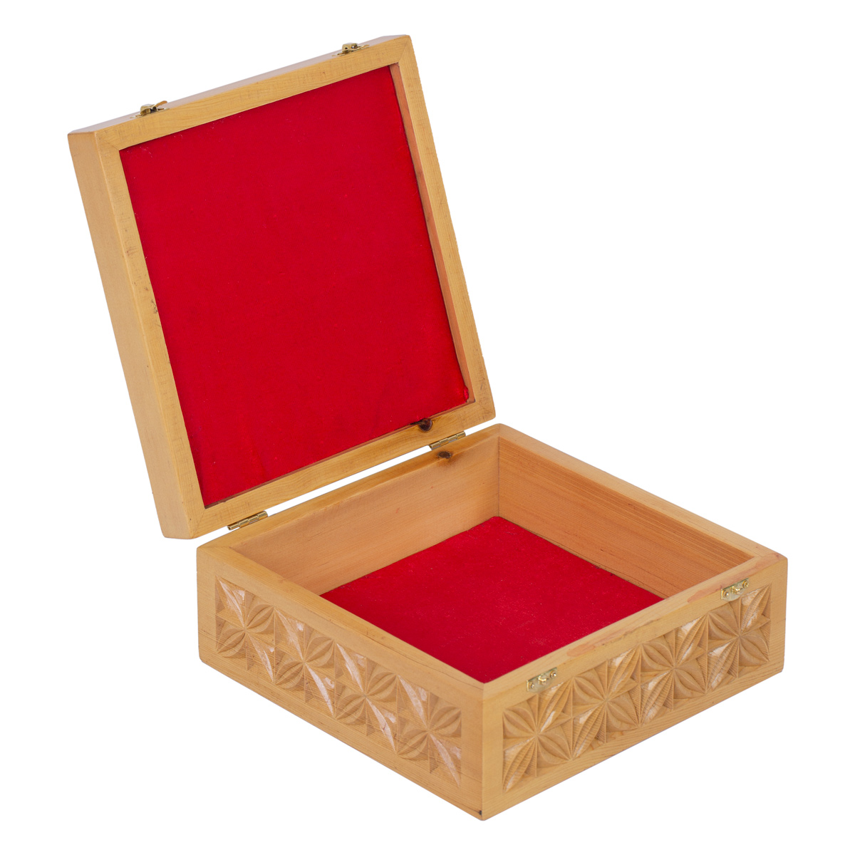 Archa Carved Jewelry Box | Square Jewel Box with Attached Lid