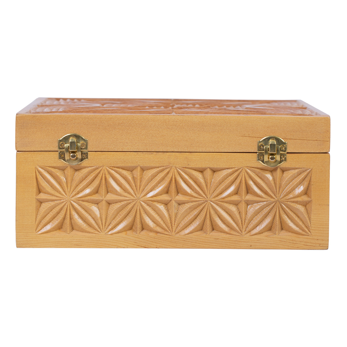 Archa Carved Jewelry Box | Square Jewel Box with Attached Lid