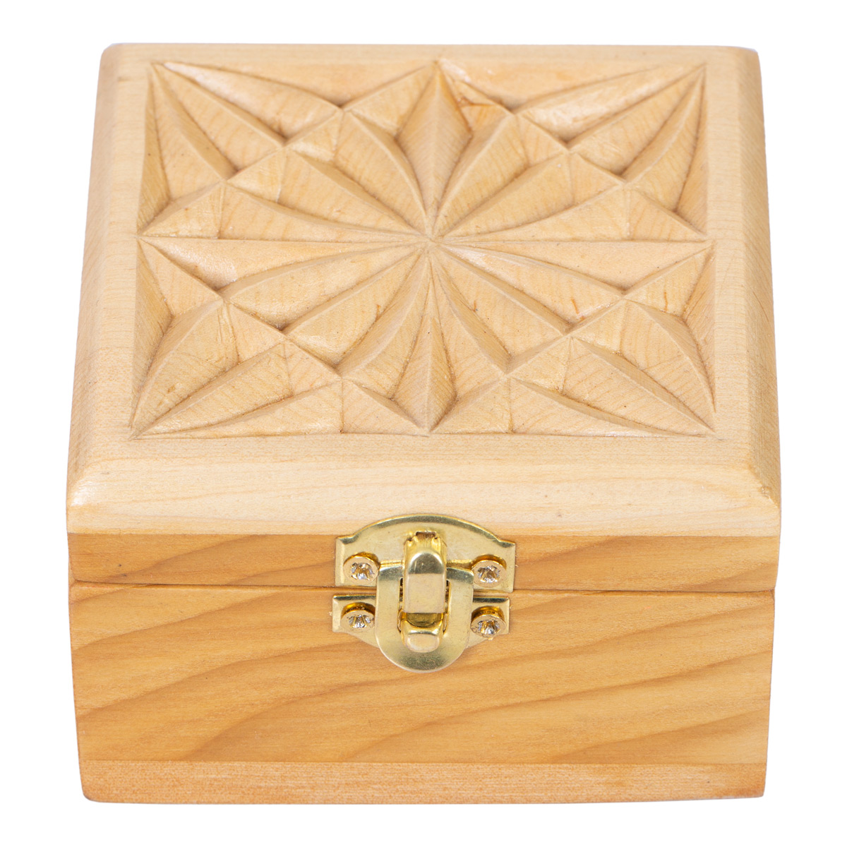 Square Wooden Watch Box | Carved Wooden Jewel Box