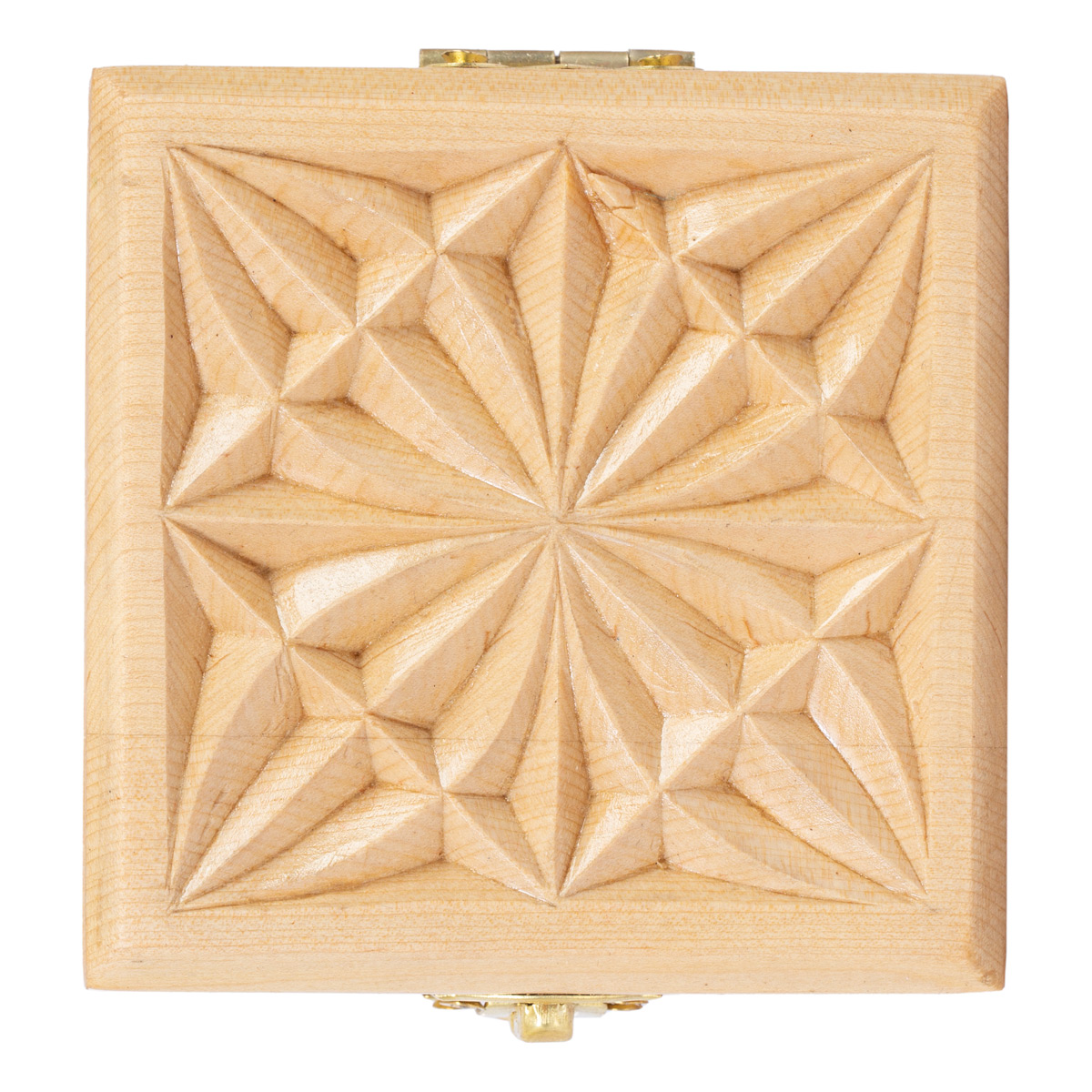 Square Wooden Watch Box | Carved Wooden Jewel Box
