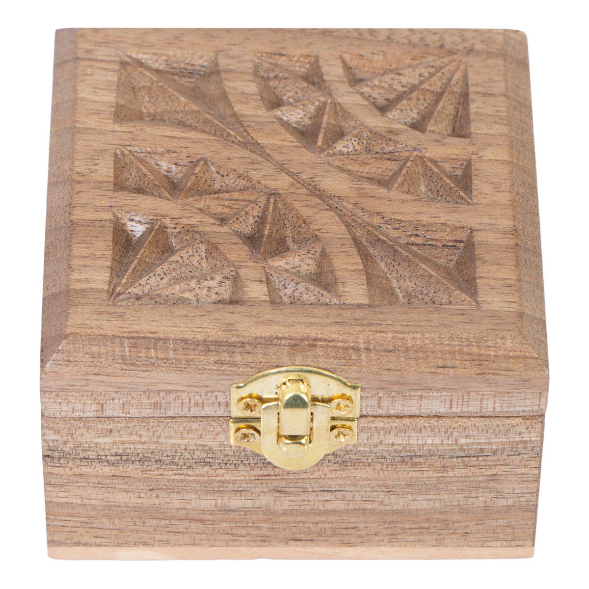 Archa Wood Square Watch Box | Wooden Carved Jewel Box