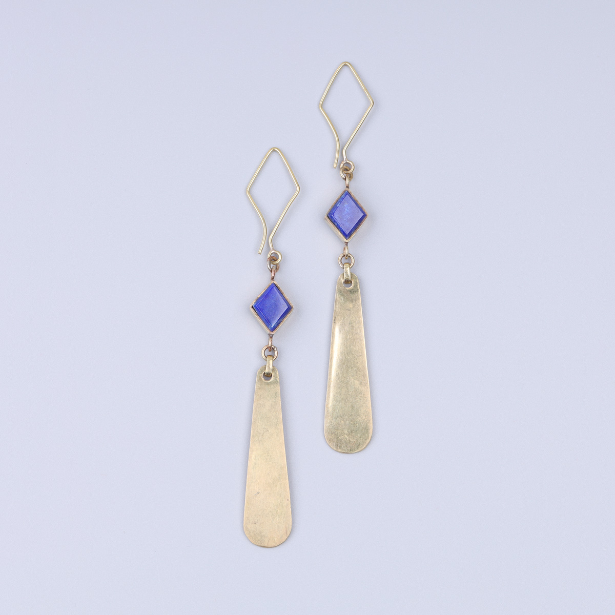 Lapis Lazuli Drop Earrings | Gold Plated Dangle Earrings