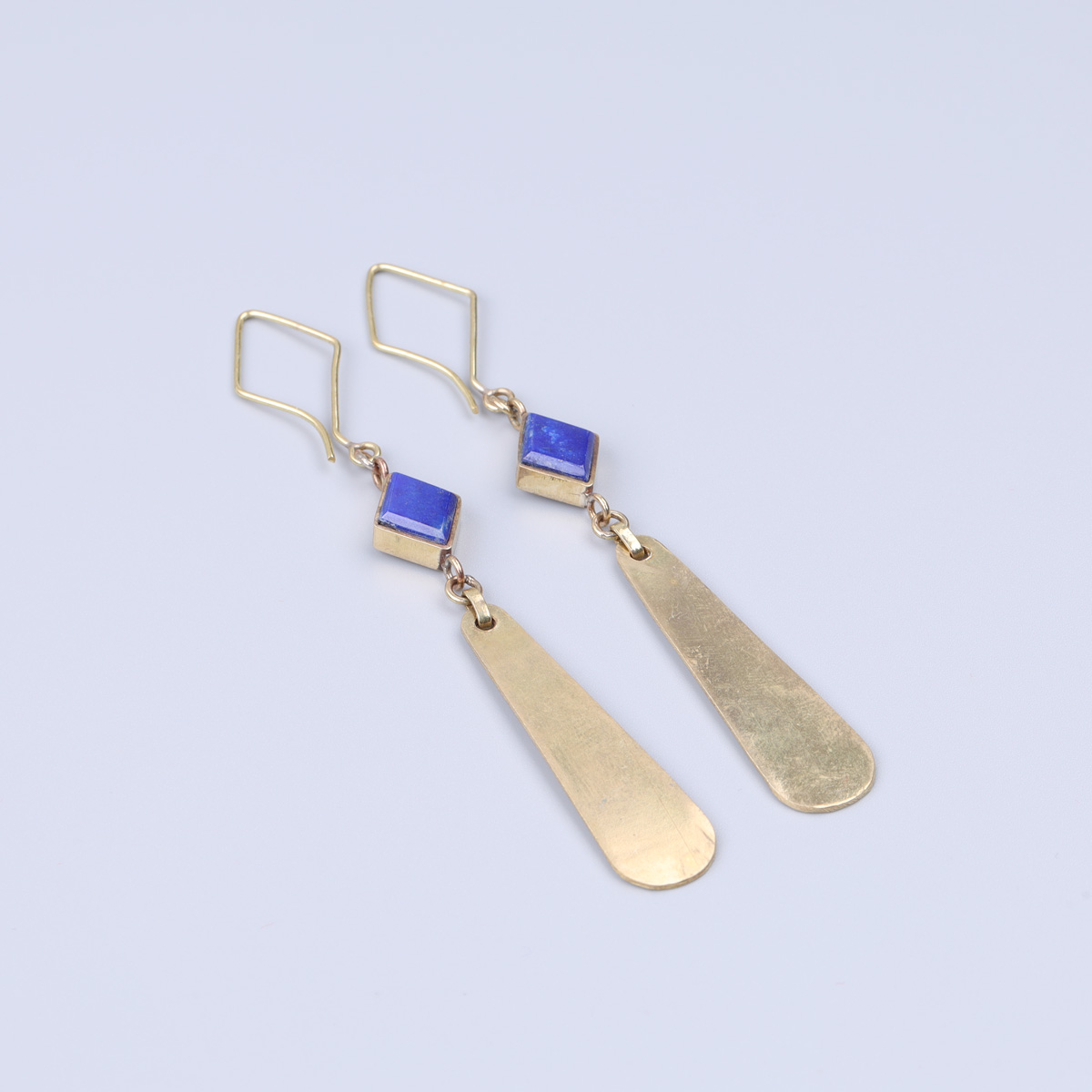 Lapis Lazuli Drop Earrings | Gold Plated Dangle Earrings