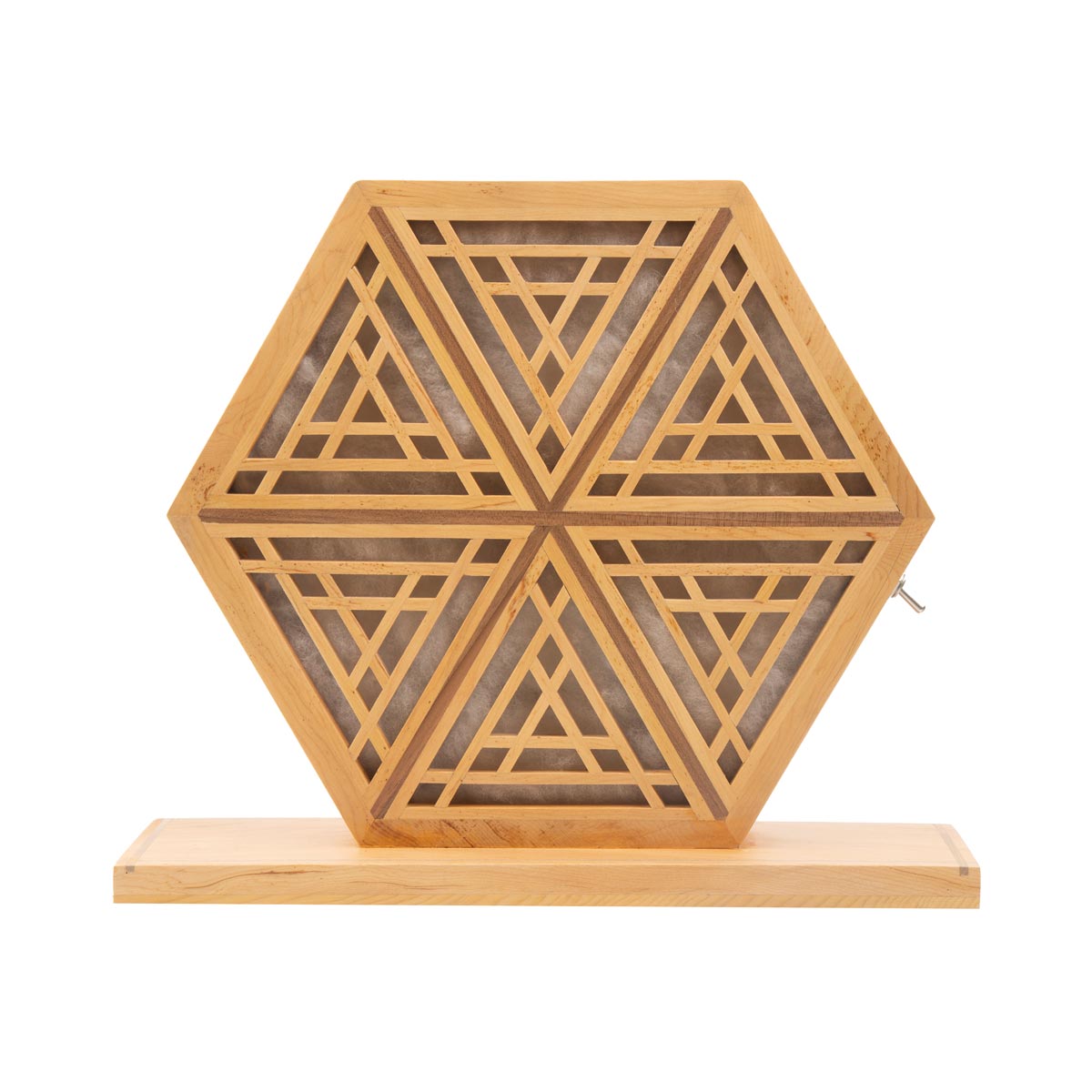 Archa Wood Handcrafted Lamp Stand | Hexagonal Jali Panel Table Lamp