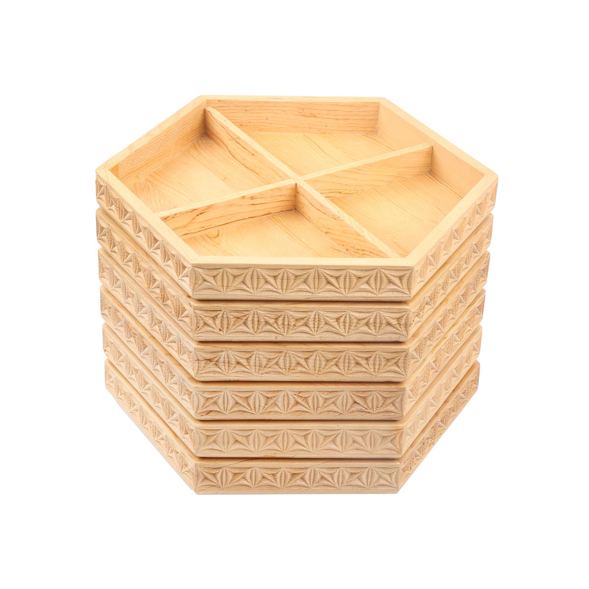 Archa Wood Dry Fruit Set | Hexagonal Candy Dish Set