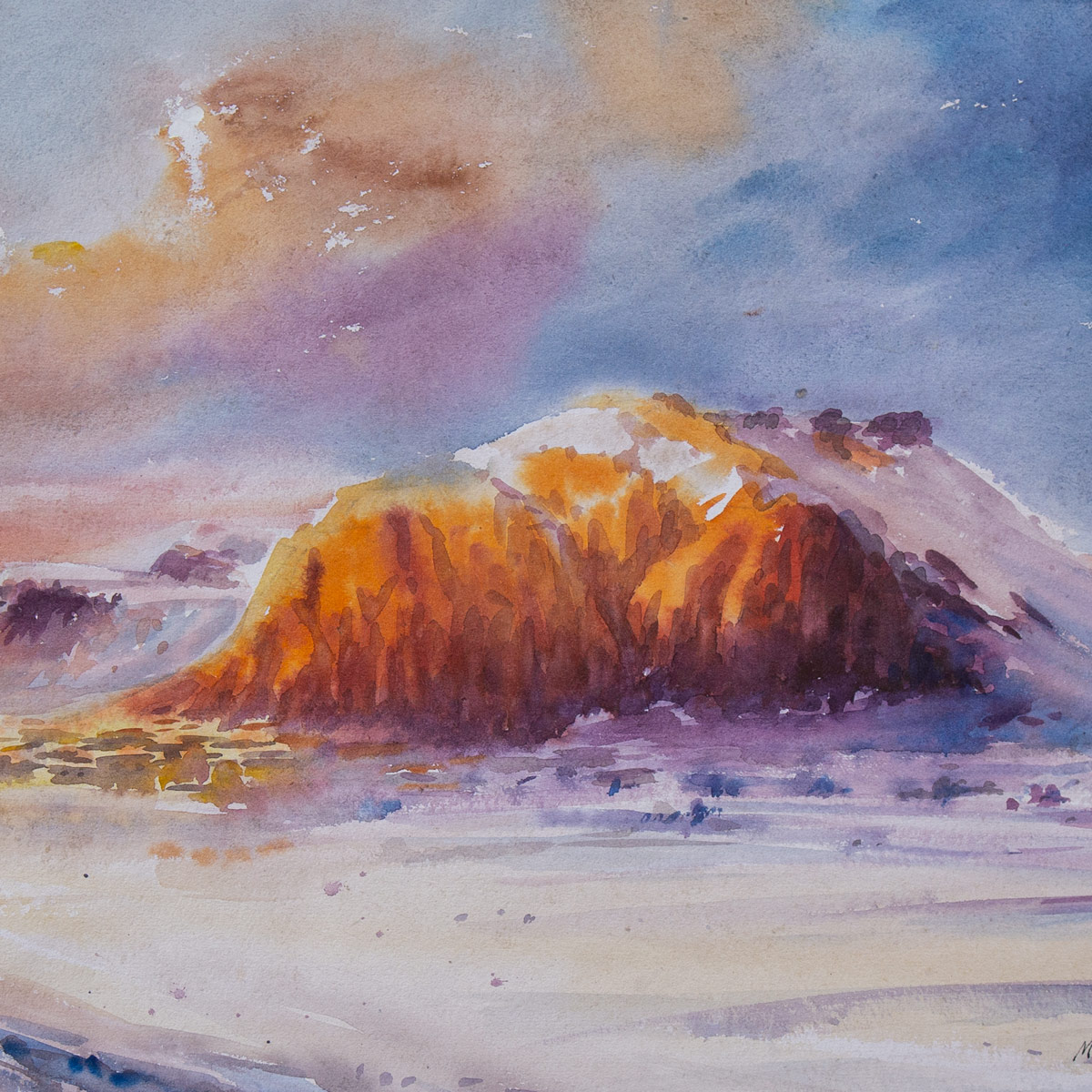 Volcano Painting| Fine Art WaterColor