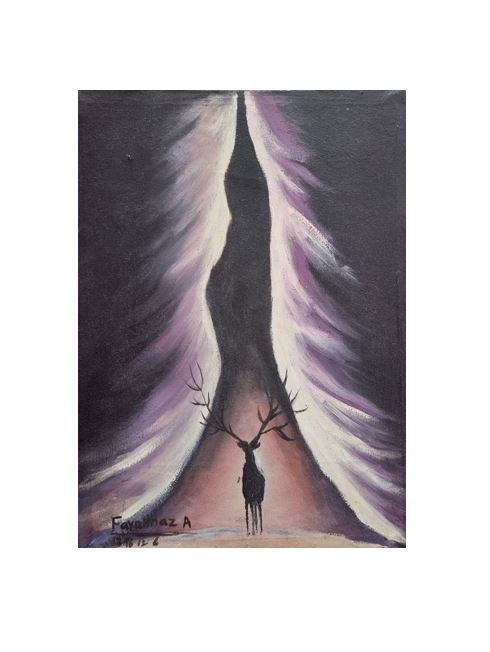 Canvas Deer Oil Color Painting | Wall Hanging Artwork