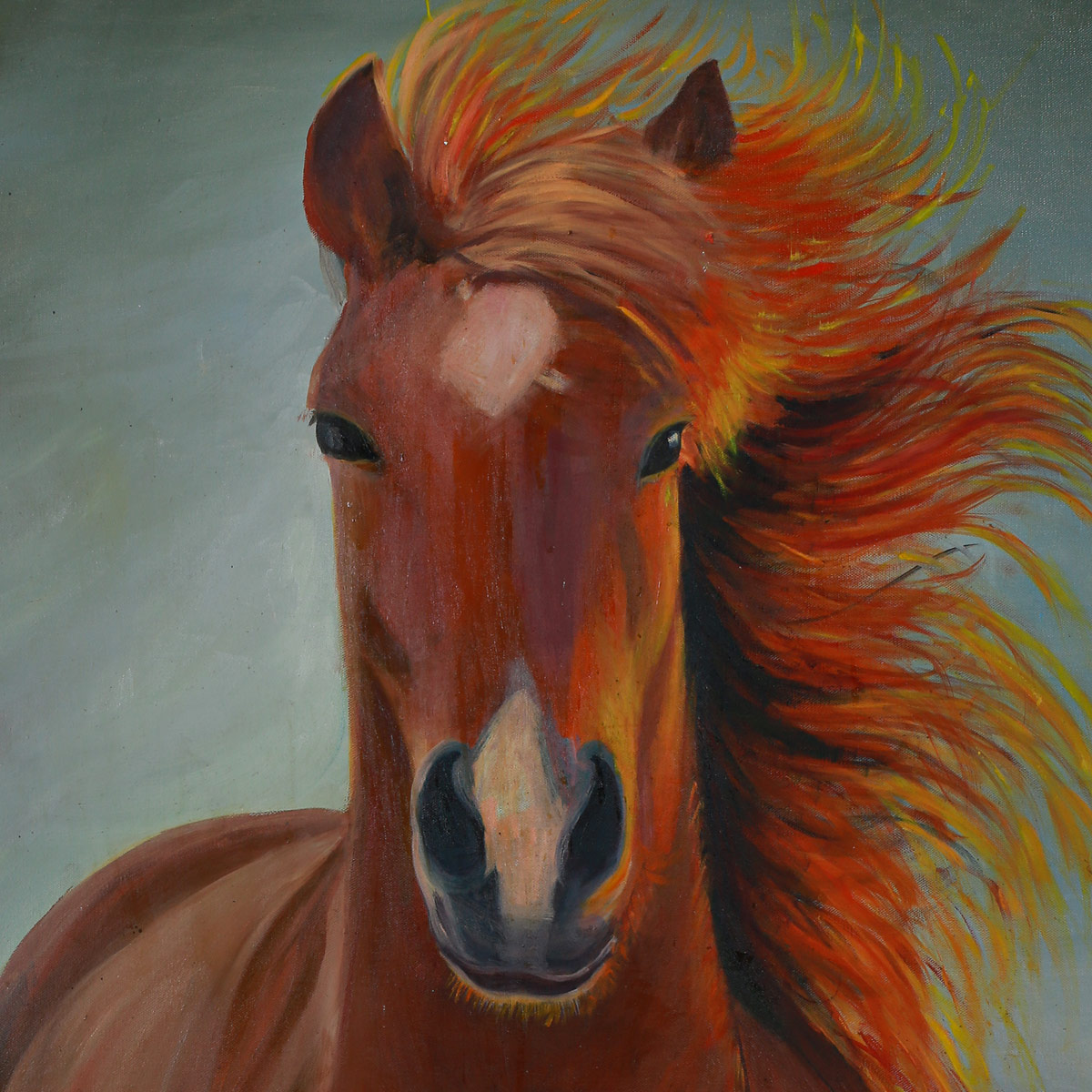 Brown Horse Portrait Artwork | Wall-Hanging Painting