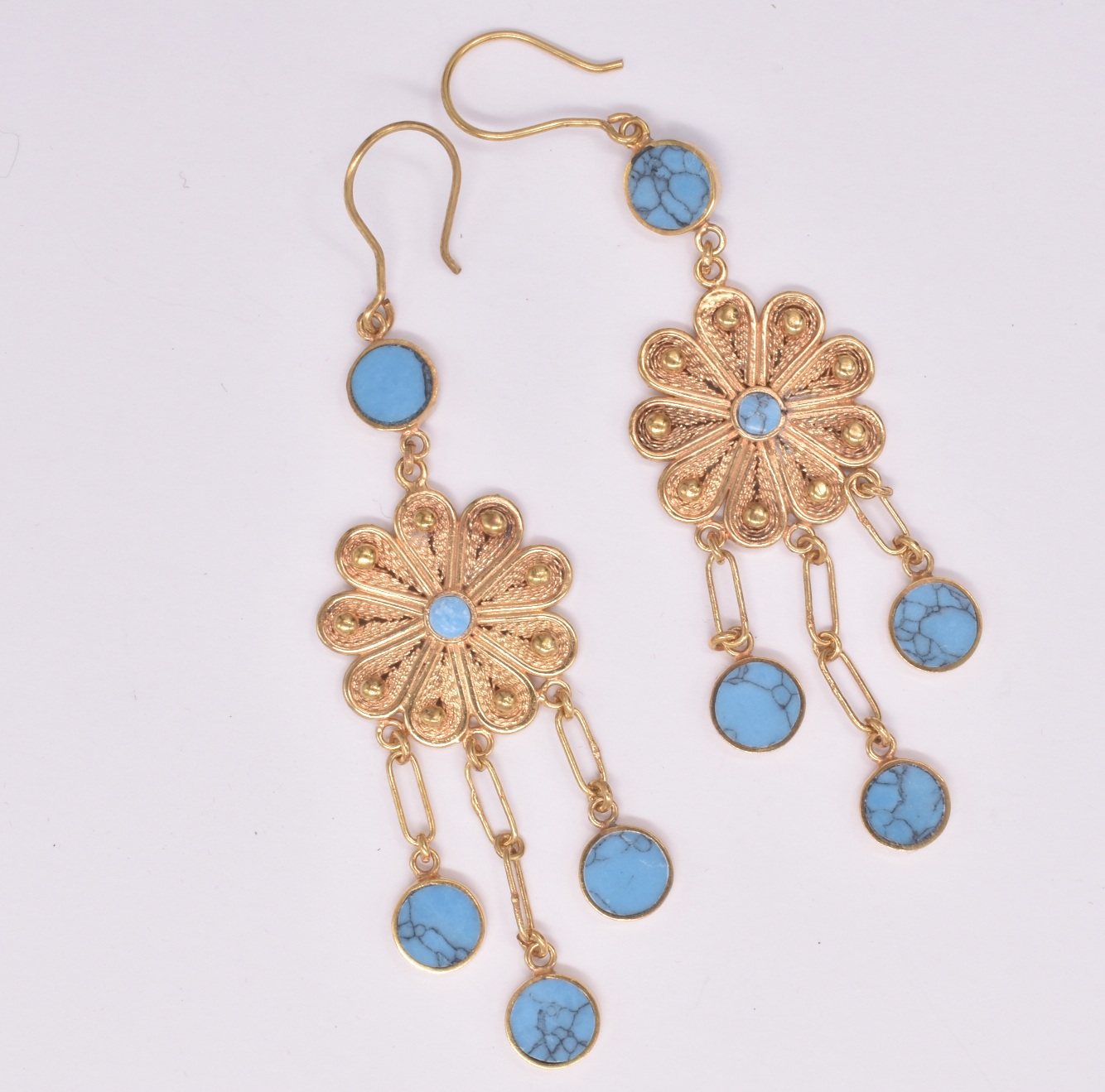 Fillegri Earrings Firuza stone, handmade gift