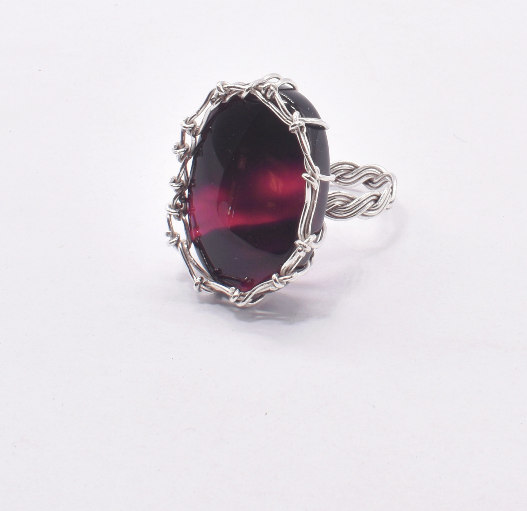 Red Agate Cameo Ring | Silver Oval Cut Ring